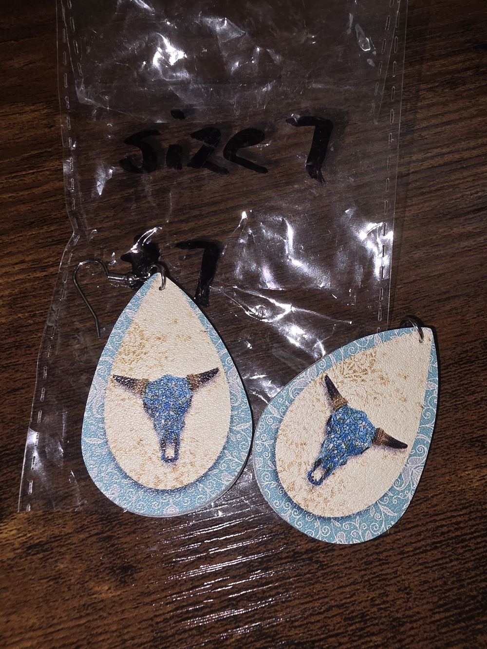 Turquoise Teardrop Bull Head Earrings